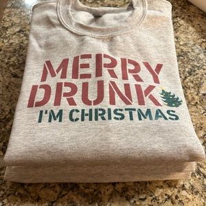 New Vintage Merry Drunk Christmas sweatshirts. Multiple sizes available.